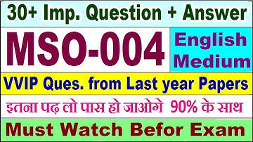 MSO 004 important questions with answer in English | mso 004 Previous Year Question Paper