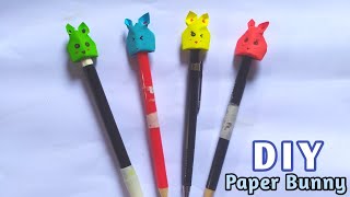 Membuat Hiasan Pensil Kelinci | Origami Bunny Pencil Topper | Hiasan Pensil Lucu