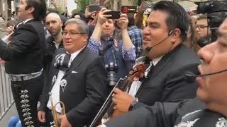Mariachi band plays at protest of lawyer in racist rant video