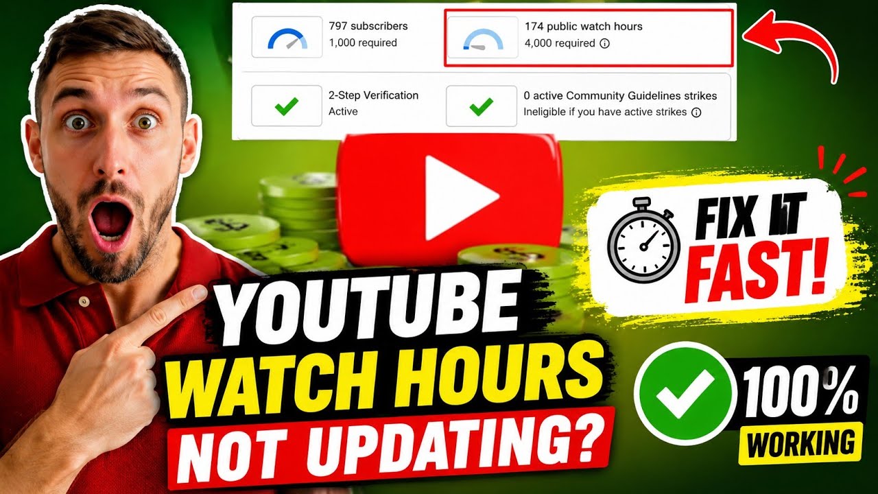 How to Fix YouTube Watch Hours Not Updating | Complete Guide - YouTube