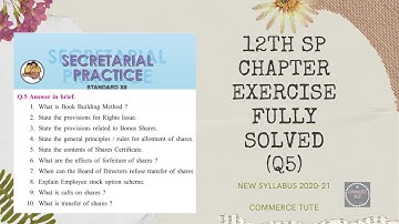 #CT#12th SP (Sec.Pract)Chapter 3 Exercise Fully Solved Q5#New Syllabus 2020#Maha Board #SYJC Com