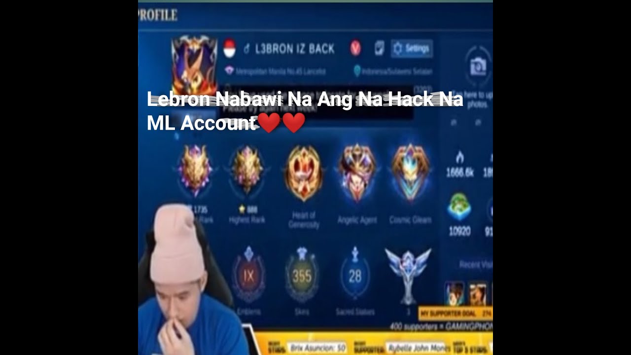 IDOL Lebron Nabawi Na Ang Kanyang ML Account 😍😍
