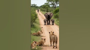Thumbnail of Elephant Sound 🐘 Giant African Elephant Silences Group of Lions With One Loud Trumpet! 😳 #elephant