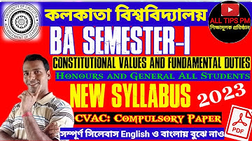 BA 1ST SEMESTER COMPULSORY CVAC SYLLABUS Constitutional Values// Honours & General Syllabus CVAC