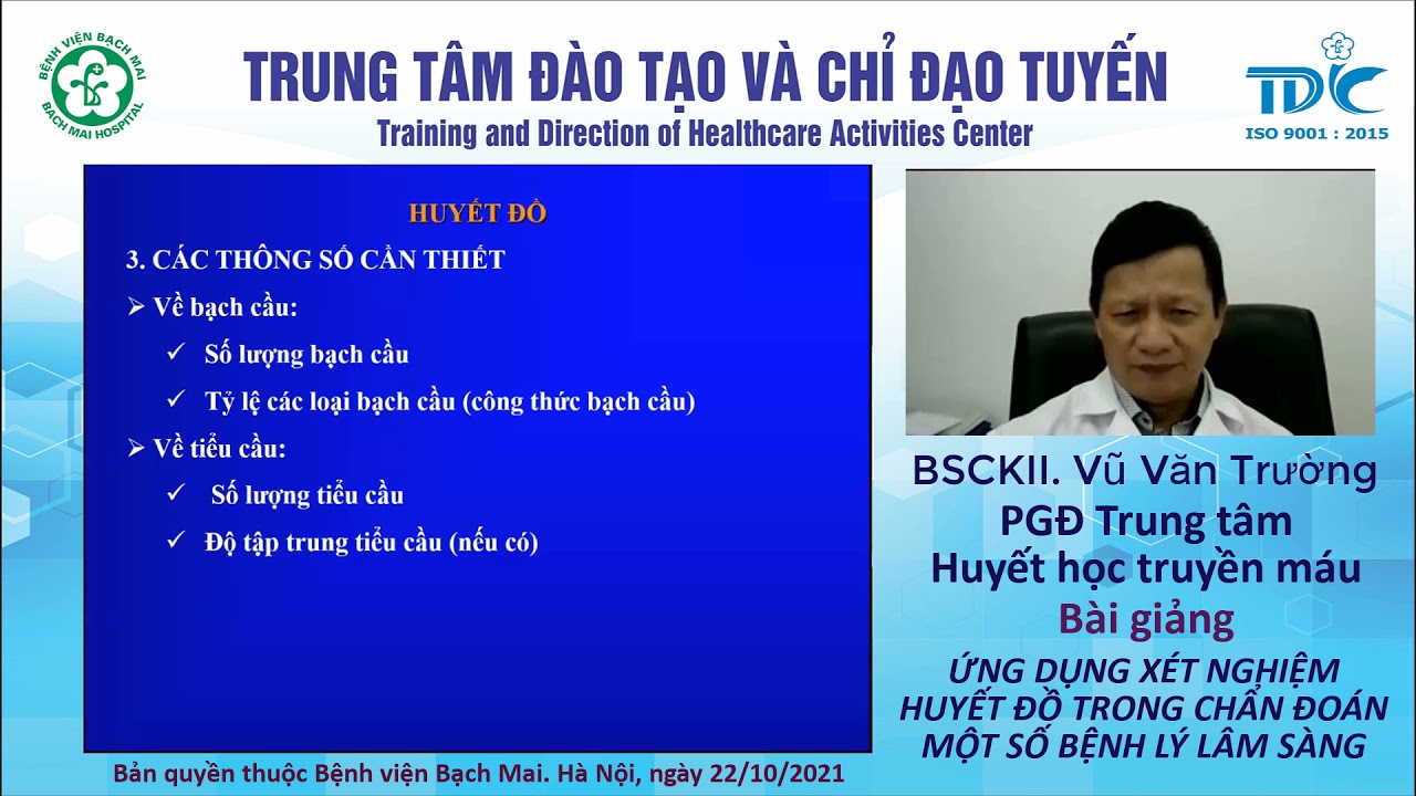 Ứng dụng xét nghiệm Huyết đồ trong chẩn đoán và điều... - youtube