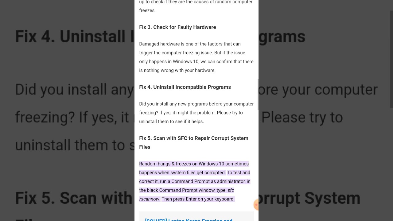 Microsoft 10 Hang Problem 