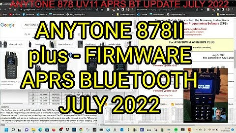 ANYTONE 878 II Plus APRS -BLUETOOTH Firmware Update JULY 2022 V 1.04
