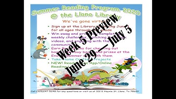 2020 Summer Reading Program Weekly Preview:  Week 5