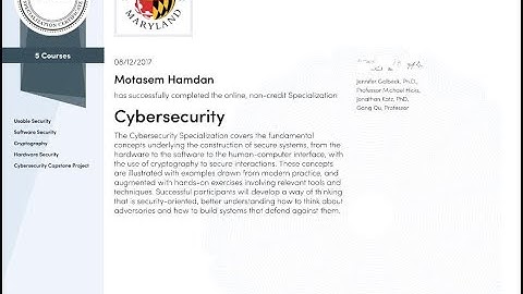CyberSecurity Certificate Specialization Coursera and University of Maryland Review