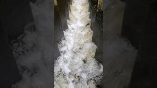 A good example of a denil steeppass fishway. How the baffles slow down water in slow motion.