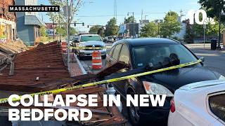 Caught on camera: New Bedford liquor stores awning crashes onto sidewalk