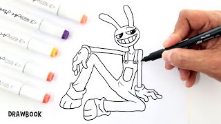 Learn How to Draw JAX Sitting  (The Amazing Digital Circus) and Relax Painting