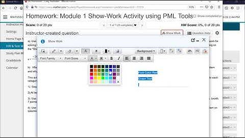 Changing the Font Colo in Pearson MyLabs Show Work (MyMathLab)