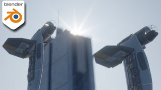 Blender Kitbashing timelaspe of a spaceship