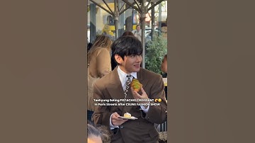 Taehyung Eating PISTACHIO CROISSANT 🥐😋In Paris Streets After CELINE FASHION SHOW #taehyung #bts