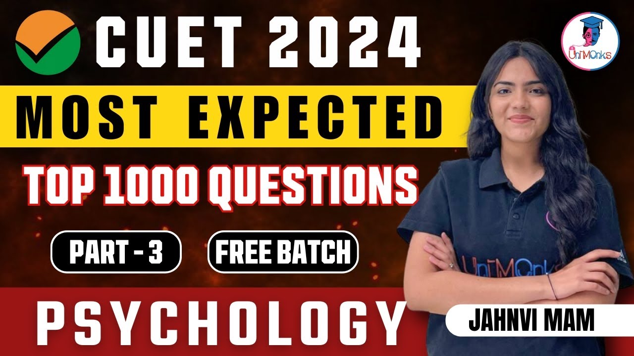 CUET 2024 | Most Important MCQ's | Psychology Domain | Top 1000 MCQs ...