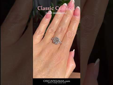 Classic Cushion Halo Diamond Engagement Ring #shorts #short #shortvideo #reels #engagementrings