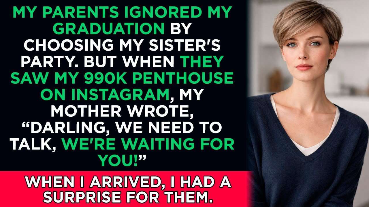 My parents ignored my graduation by choosing my sister's party. But when they saw...