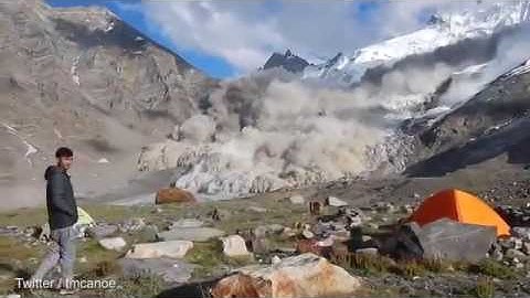 CLOSE CALL!!! Avalanche just misses campers