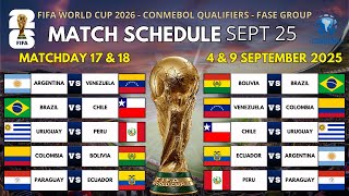 Qualificazioni Coppa del Mondo CONMEBOL 2026 Calendario 17a e 18a giornata Class