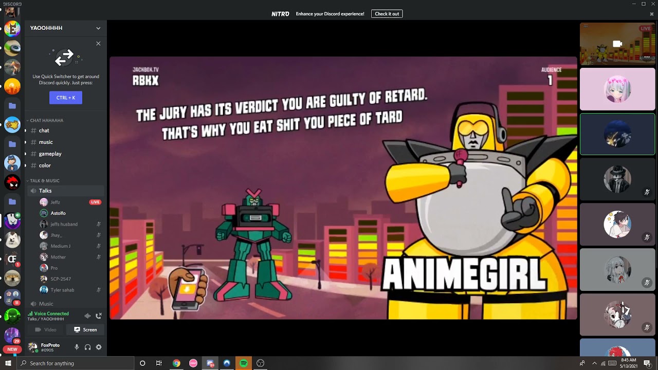 I win on jackbox finally rap battles (you cant hear my audio almost the