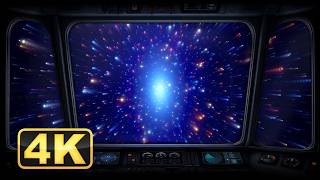 4K Hyperspace Jump View from Spaceship Window! Warp Speed Starfield