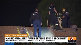 Man hospitalized after getting stuck in chimney at west Phoenix home