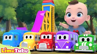 5 Little Car |  Wheels On The Bus + more Nursery Rhymes & Kids Songs | Kindergarten | LimeAndToys