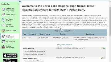 Choosing classes in PowerSchool