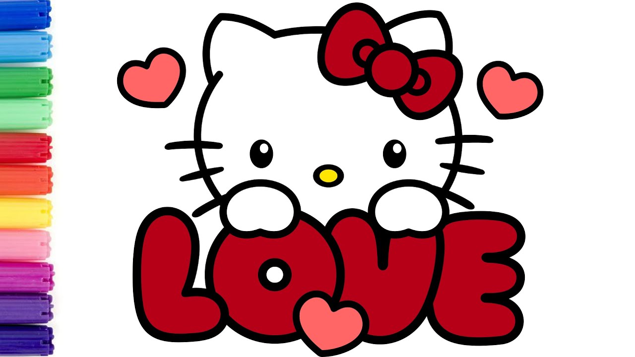 HOW TO DRAW HELLO KITTY FOR VALENTINE'S DAY #drawing - YouTube