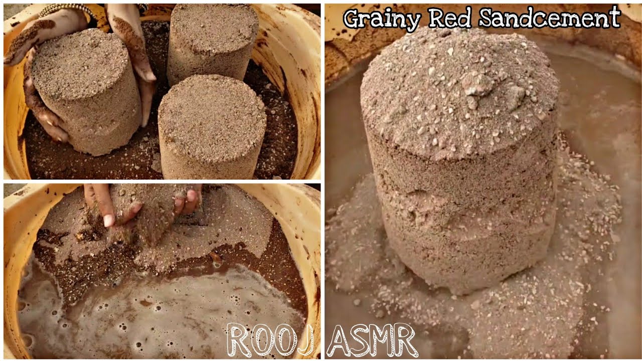ASMR ♡ Dusty Grainy Red Sandcement Blocks Water Crumbles/Dry Crumbles on paste🤤Pouring & Pasteplay❤