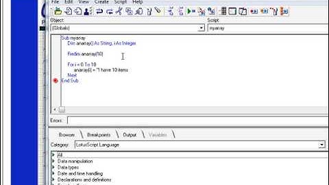 basic array in lotus script