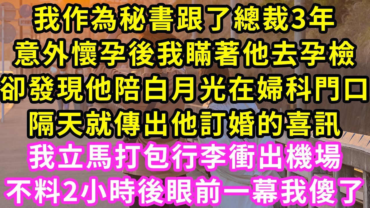 我作為秘書跟了總裁3年，意外懷孕後我瞞著他去孕檢，卻發現他陪著女人在婦科門口，隔天就傳出他訂婚的喜訊，我立馬打包行李衝出機場，不料2小時後眼前一幕我傻了#甜寵#灰姑娘#霸道總裁#愛情#婚姻#小嫻說故事