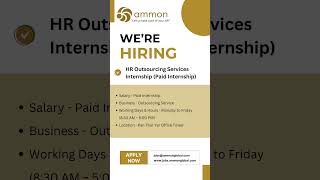 We're hiring "HR Outsourcing Services Internship" for our client company.