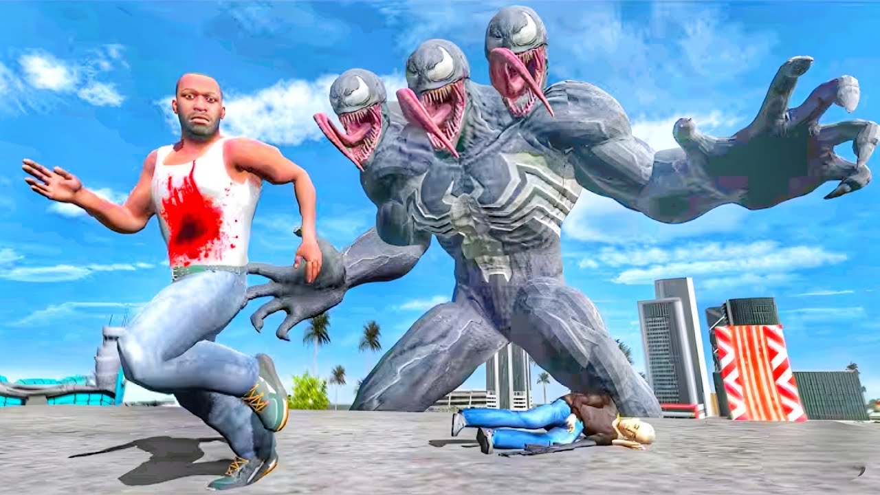 Franklin Vs Giant Venom In Indian Bike Driving 3D | Hulk Spiderman Save Franklin From Venom