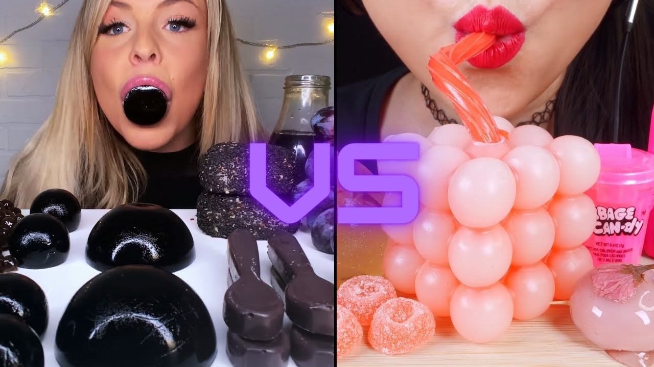Black VS Pink ASMR Food