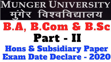 Munger University Programme for Bachelor (Hons. and Subsidiary) Part - 2 Examination - 2020