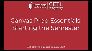Canvas Prep Essentials: Starting the Semester