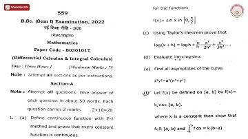 BSC 1 SEM MATHEMATICS DIFFERENTIAL CALCULUS AND INTEGRAL CALCULUS 559 2022 | RMLAU