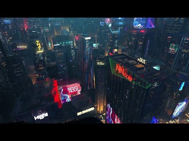 Cyberpunk 2077 animated wallpaper Sea City. 