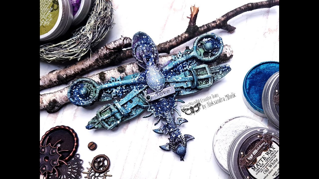 Free form Scissors inspired Steampunk animals ATC Dragonfly