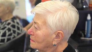 Elegant Short Pixie Cut for Senior Women | Soft Grey Pixie Haircut