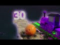 🚂 Bowling Ball Smashes Kinetic Sand Numbers, Shapes & Letters! 🍎🍇 Train Teaches Fruits A-Z 🌌