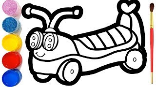 Glitter Toy Car Drawing Warna-Warni Belajar Menggambar Dan Mewarnai Omai Channel