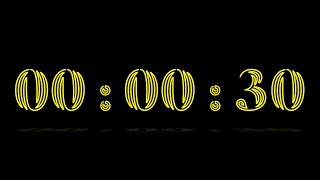 30 Seconds Countdown Timer with Alarm & Time Markers / Chapters - Neon - Yellow