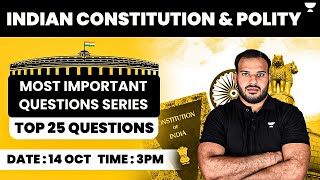 Indian Constitution and Polity | Top 25 Questions | All SSC Exams | Shantanu