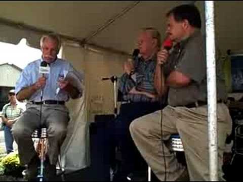 US Secretary of Ag, Ed Schafer, answers a question on CRP posed by Max Armstrong at the ADM tent at the Farm Progress Show in Boone, IA.