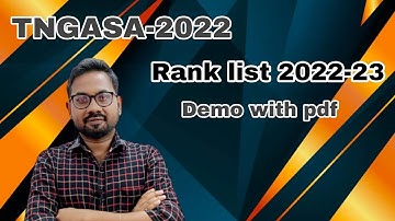 TNGASA-2022 | Rank list 2022-23 | Demo with pdf@vivekmathsscience1013