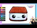 Cómo dibujar un SANDWICH de HELADO kawaii - dibujos fáciles paso a paso