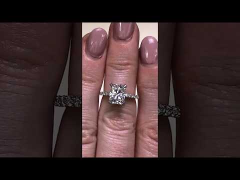 Emerald cut Lab Grown Diamond Double Prong Cathedral Engagement Ring ring video